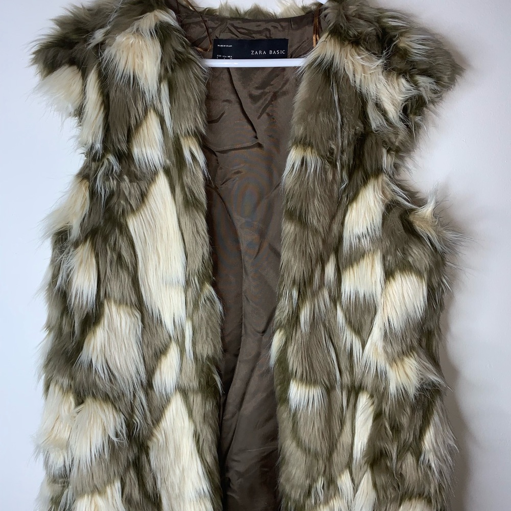 Zara multi color faux fur vest